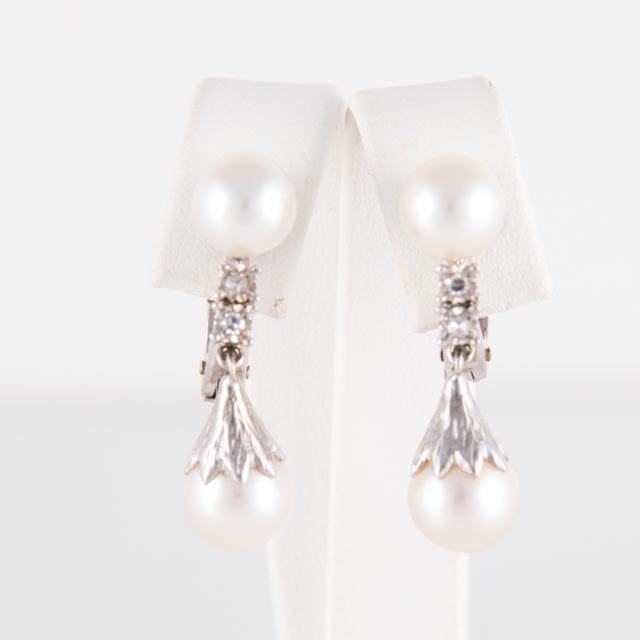 Boucles d'oreilles Pendants d'oreilles Perles Diamants 58 Facettes