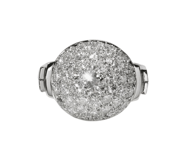 Bague 58 Bague « dôme » Art Déco en platine et brillants 58 Facettes