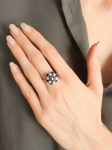 Bague Bague Or Blanc Saphirs Diamants 58 Facettes