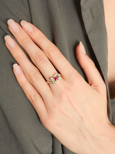 Bague Bague ancienne trilogie rubis diamants 58 Facettes