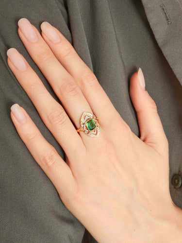 Bague Bague Marquise "Art Nouveau" Tourmaline Verte 58 Facettes