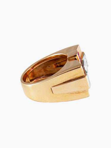 Bague Bague Tank Or Rose Diamants vers 1940 58 Facettes