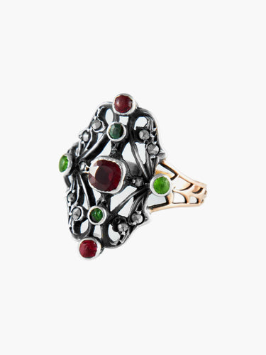 Bague Bague Ancienne Or et Argent 58 Facettes