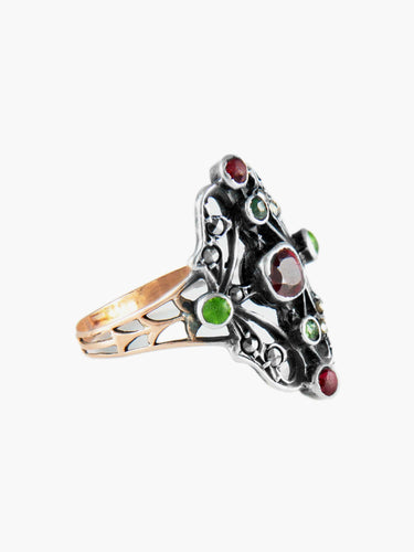 Bague Bague Ancienne Or et Argent 58 Facettes