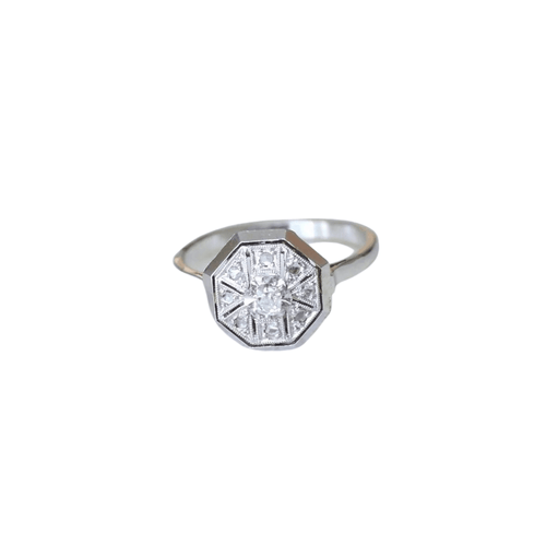 Bague Bague Hexagonale Art Déco Diamants 58 Facettes