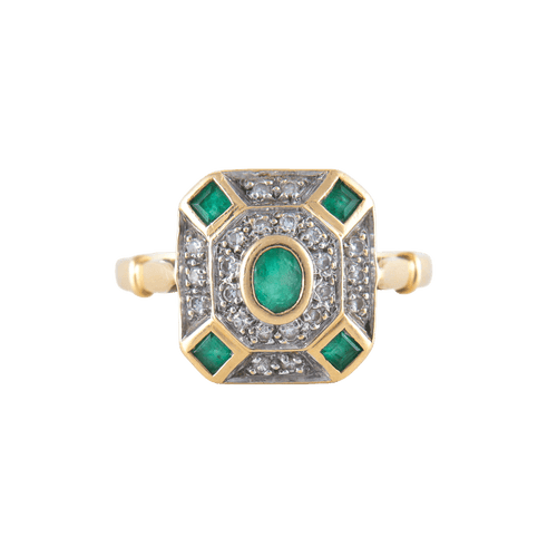 Bague 50 Bague Emeraudes Diamants Style Art Déco 58 Facettes 162