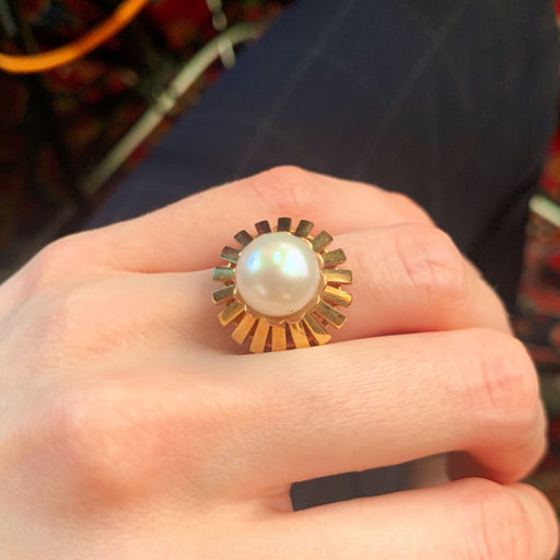Ring 55 White Pearl Ring 58 Facettes
