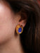 Earrings Ear clips in gold, blue glass, carnelian 58 Facettes 423