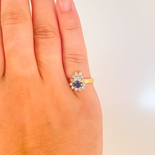 Bague 52.5 Bague Saphir Diamants Or jaune 58 Facettes 1