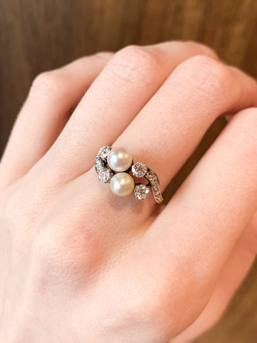 Bague 53 Bague Toi & Moi Perles et Diamants 58 Facettes