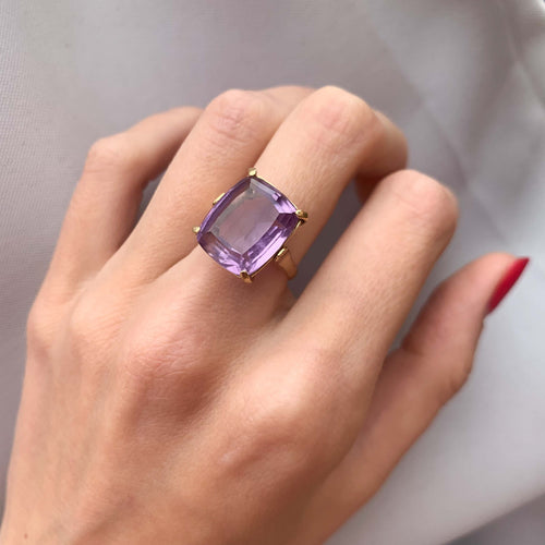 Bague 51 Bague Améthyste taille coussin 58 Facettes 89