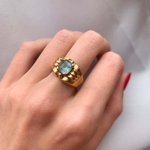 Bague 52 Bague Tank Spinelle de synthèse 58 Facettes JE100