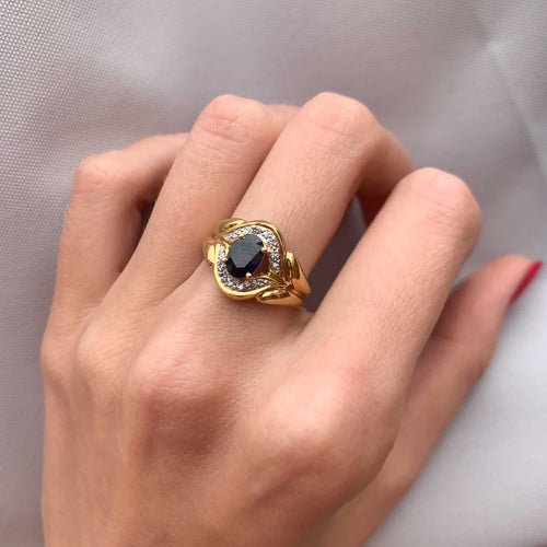 Bague 53 Bague double corps Saphir Diamants 58 Facettes JE136