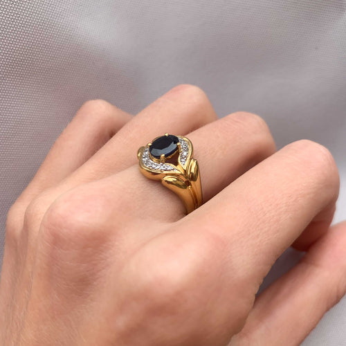 Bague 53 Bague double corps Saphir Diamants 58 Facettes JE136