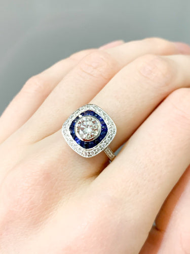 Bague Bague Art Déco Saphirs Diamants 58 Facettes