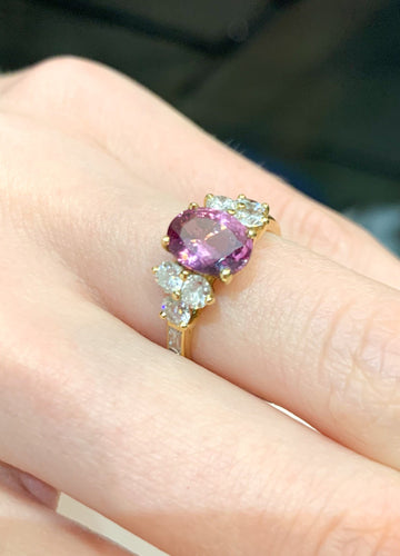 Bague Bague Saphir rose et Diamants 58 Facettes