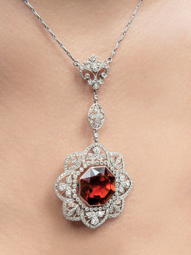 Collier Collier Ancien 1900 en Or Blanc et Diamants 58 Facettes 130035