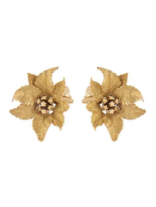 Boucles d'oreilles Hermès - Clips d'oreilles Fleur Or Jaune 58 Facettes