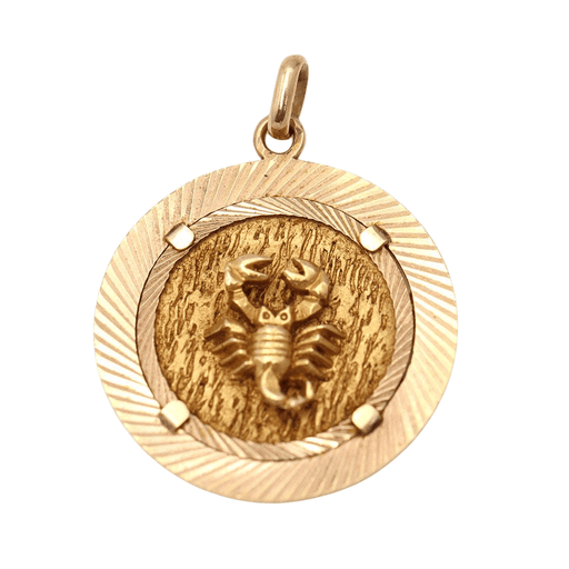 Scorpio horoscope yellow gold medallion pendant 58 Facettes E360165B