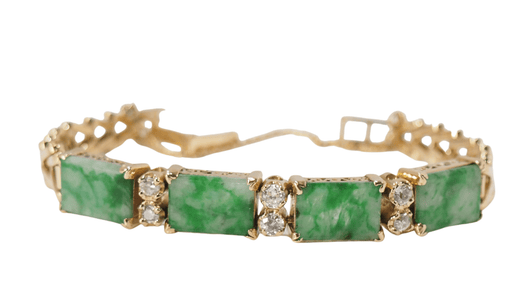 Bracelet Bracelet Vintage Or Jaune Diamants Jade 58 Facettes 31739
