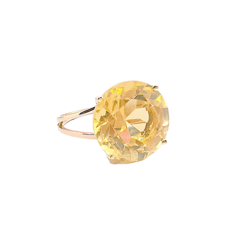 Bague 53.5 Bague Citrine Jaune en Solitaire Or Jaune 58 Facettes AA 1513