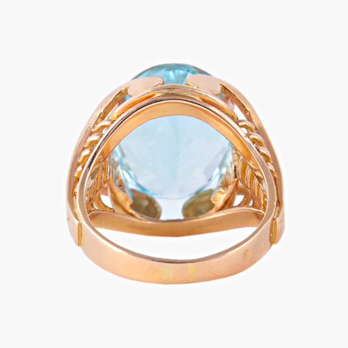 Bague 52 Bague Art Déco or rose et topaze bleue 58 Facettes P2L17