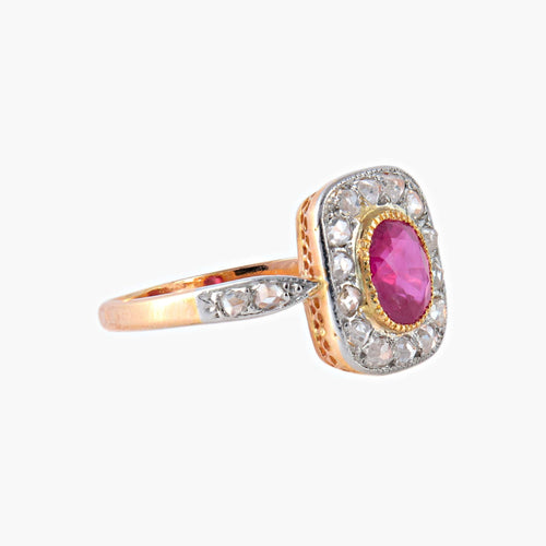 Bague 59.5 Bague Marguerite diamants et rubis 58 Facettes P5L3