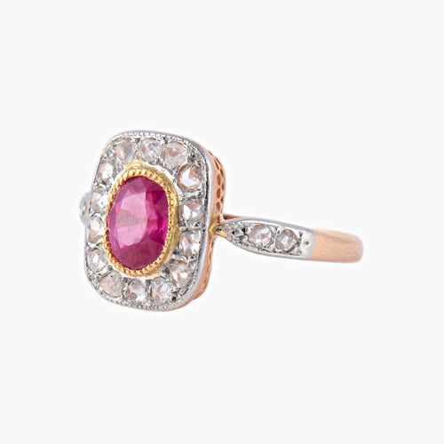 Bague 59.5 Bague Marguerite diamants et rubis 58 Facettes P5L3