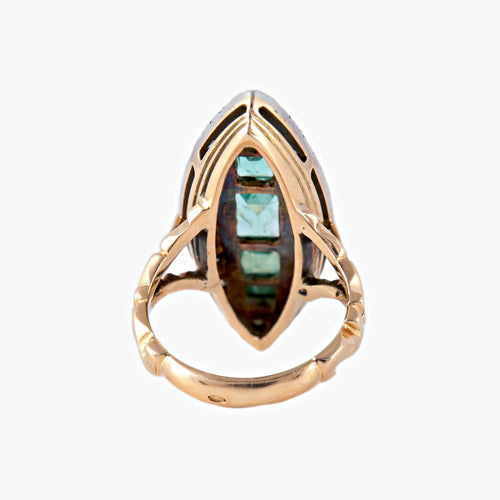 Bague 49 Bague Marquise émeraudes et diamants 58 Facettes P5L4