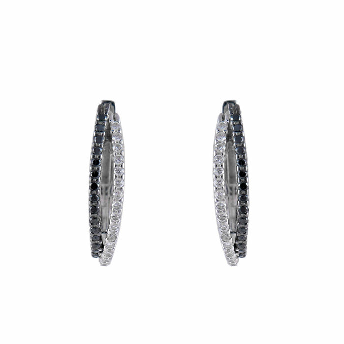 Boucles d'oreilles Boucles d'oreilles créoles diamants blancs et noirs 58 Facettes P1L4