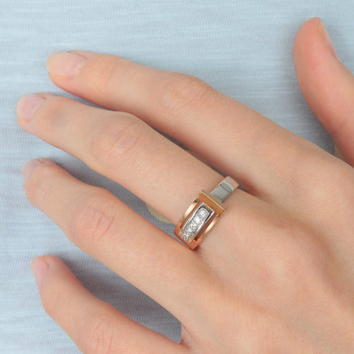 Bague 54 Bague Deux ors Diamants 58 Facettes JE252