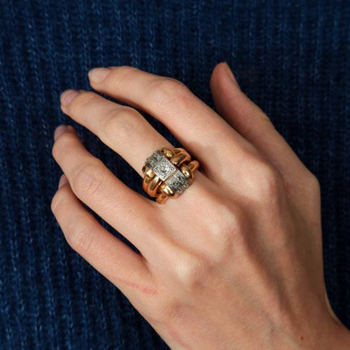 Bague Large bague 2 ors Diamants 58 Facettes JE437