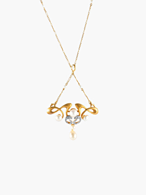 Collier Collier Art Nouveau Perles et Diamants 58 Facettes