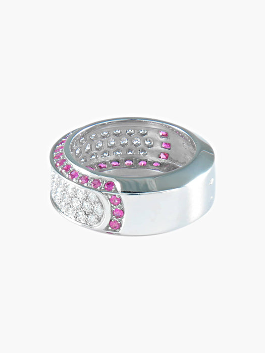 Bague 52.5 BAGUE PAVEE SAPHIR ROSE 58 Facettes 425 50003