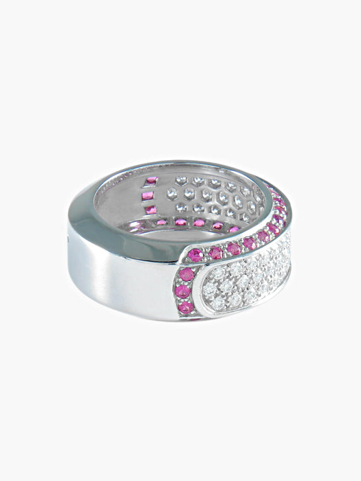 Bague 52.5 BAGUE PAVEE SAPHIR ROSE 58 Facettes 425 50003