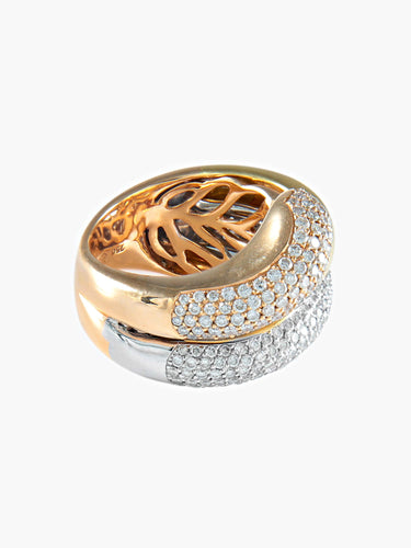 Bague 52 BAGUE ASYMETRIQUE OR JAUNE PAVAGE DIAMANTS 58 Facettes 413 50026