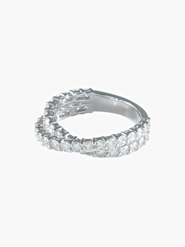 Bague 52.5 ALLIANCE DEMI TOUR DIAMANTS OR GRIS 58 Facettes 404 50032