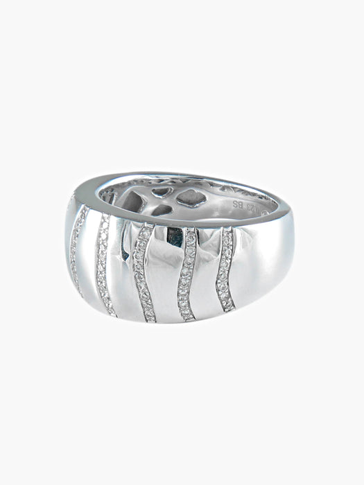 Bague 52 BAGUE JONC OR GRIS DIAMANTS EN VAGUE 58 Facettes 413 50016