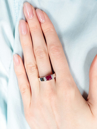 Bague 54 BAGUE RUBIS BERCEAU ET DIAMANTS 58 Facettes 419 50025