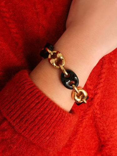 Bracelet Bracelet Or Jaune Onyx 58 Facettes