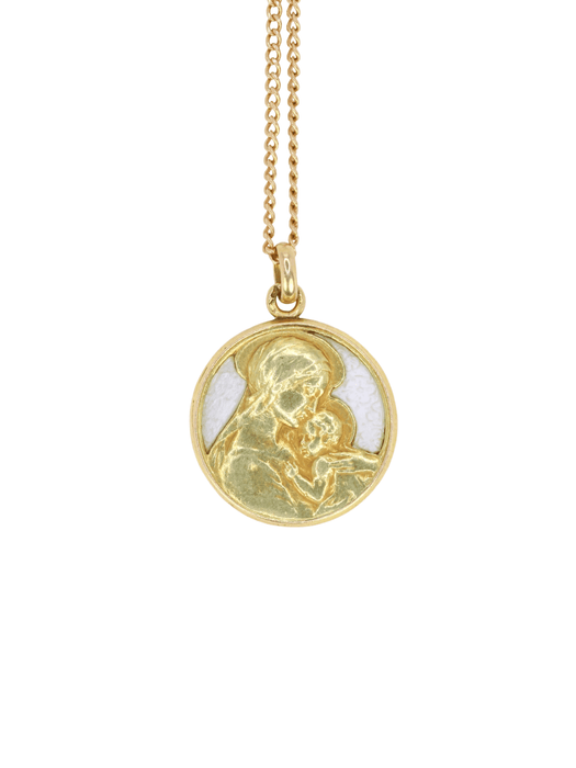 Pendentif Médaille religieuse vintage nacre et or jaune 58 Facettes 818