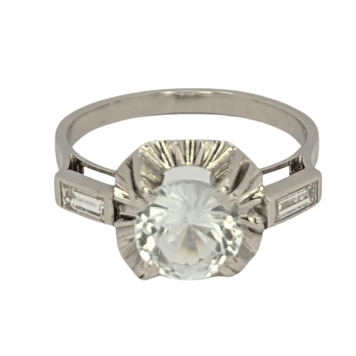 Bague Bague diamants et aigue-marine 58 Facettes 25627