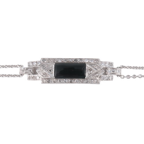 Bracelet Bracelet platine, onyx et diamants 58 Facettes