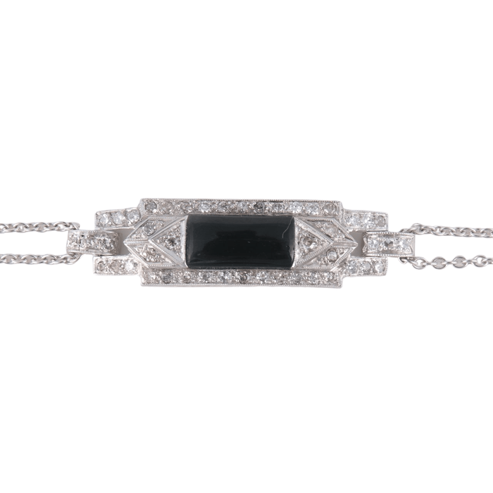 Bracelet Bracelet platine, onyx et diamants 58 Facettes