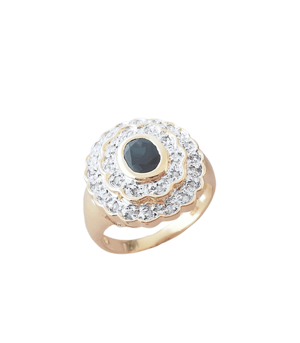 Bague 54.5 Bague Saphir Diamants Or Deux Tons 58 Facettes AA 1520