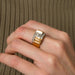 Ring 58.5 Tank Ring Platinum Yellow Gold Diamonds 58 Facettes HS20861