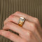 Bague 58.5 Bague Tank Platine Or jaune Diamants 58 Facettes HS20861