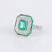 Ring 54 Art Deco Style Ring Emeralds Diamonds 58 Facettes 1