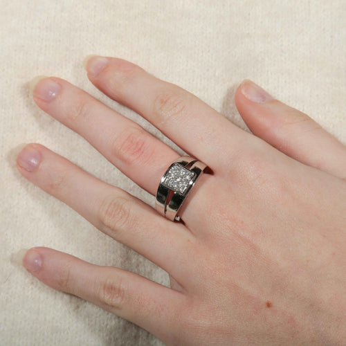 Bague 52 Bague Double or blanc Diamants 58 Facettes 8392