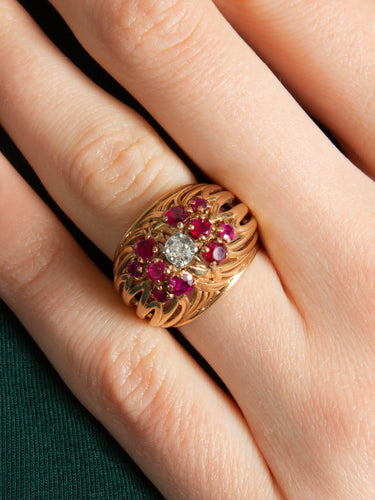 Bague 52 Bague Or, Platine Rubis et Diamant 58 Facettes